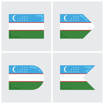 Uzbekistan flag set vector icon design in flat style