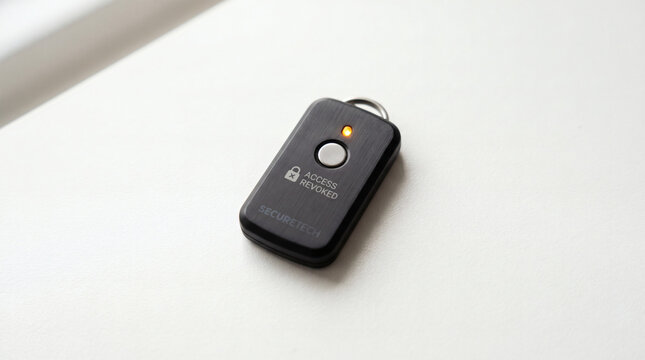 Black security access key fob showing access revoked message