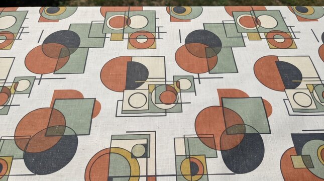 Geometric abstract pattern with squares and circles on textured background geometric abstract