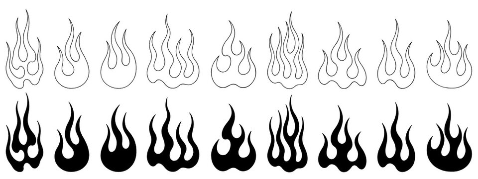 Japanese style fire illustrations isolated on a transparent background