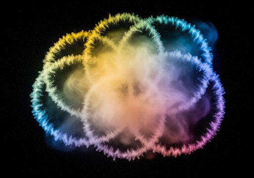 A high-speed capture of a powerful mist explosion featuring expanding vapor rings and intricate turbulent clouds against a dark background, moisture, abstract, force
