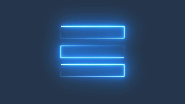 Animated neon blue hamburger menu icon with subtle pulsing effect, modern digital interface element, abstract glowing design for UI UX.