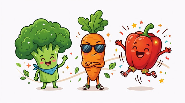 funny cartoon vegetables