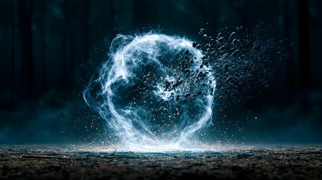 Silver Magic Shield Deflecting Swarm of Wraiths