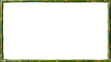 Fototapeta premium Botanical bamboo frame mockup 16:9 panoramic transparent PNG green foliage border nature decor