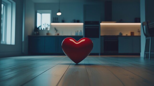 Red heart kitchen floor modern home love