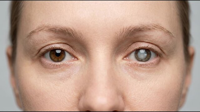 Cataracts Disease Symptom Displayed in a Persons Eye Showing the Gradual Vision Loss and Medical Condition Progression
