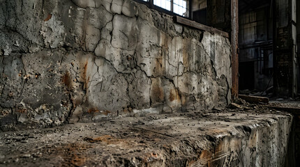 Fototapeta premium Cracked concrete wall in derelict industrial building.