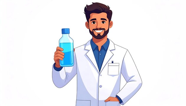 Doctor holding clipboard and medical supplies smiling.