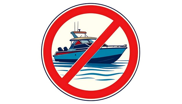 No fishing allowed sign with boat illustration.