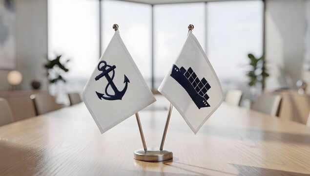 Maritime logistics corporate table flags