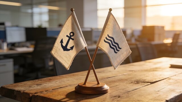 Crossed miniature office desk flags