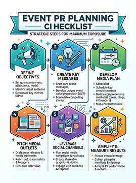 Event pr planning strategy infographic checklist for business