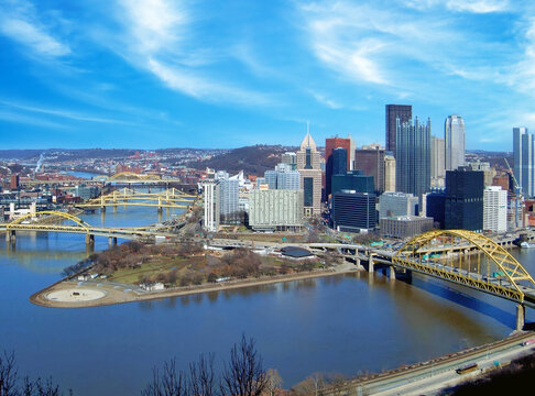 Das Zentrum von Pittsburgh vom Duquesne H&uuml;gel aus gesehen