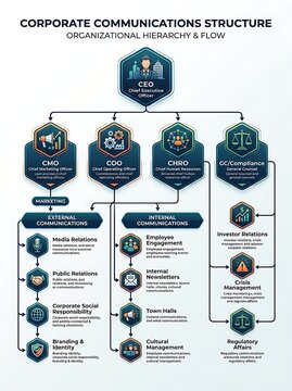 Corporate communications structure organizational hierarchy flowchart