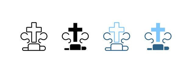 Decorative Cross Fleur De Lis icon set multi style © SARMANICON