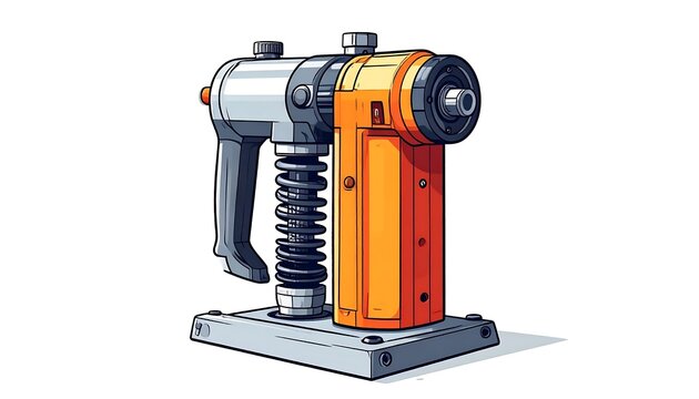 Industrial orange air compressor machine.