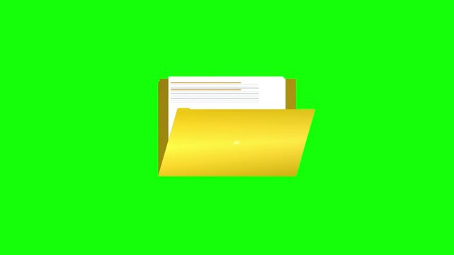 Yellow digital folder icon on chroma key green background
