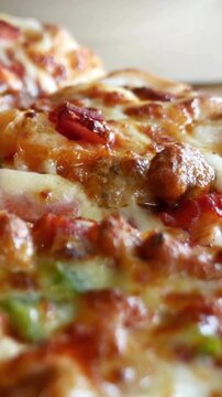 Delicious Hot Pizza With Melted Cheese and Toppings