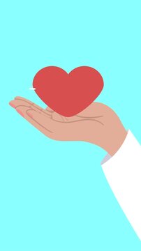Doctor hand holding red heart shape for heart health care concept vector illustration
