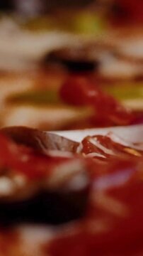 Extreme Macro Close Up of Delicious Pepperoni Pizza