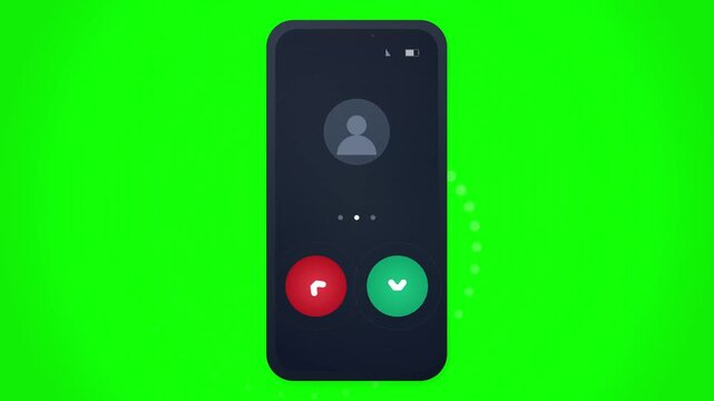 Incoming smartphone call interface on green screen background