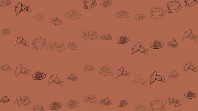 Terracotta bakery food doodle seamless loop pattern