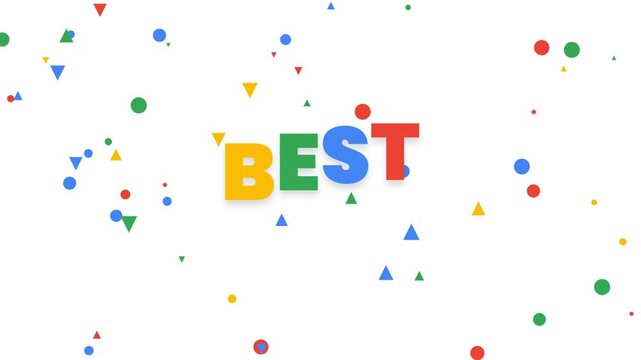 Best word with colorful floating geometric shapes