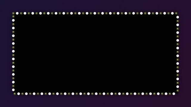 Neon light frame with glowing bulbs for signage