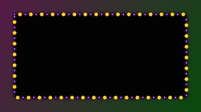 Neon glowing light bulb frame for video overlay