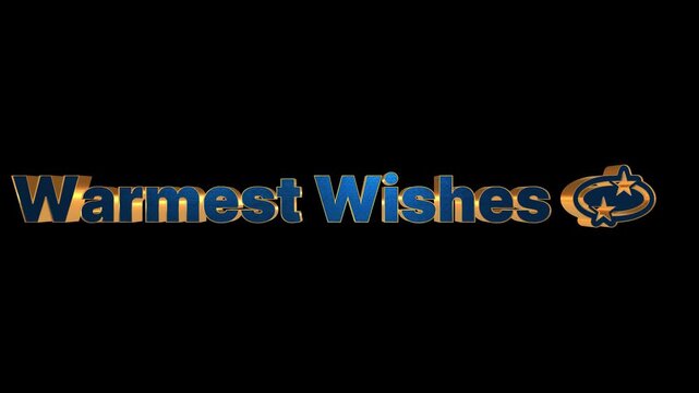 Warmest Wishes typography features sophisticated golden lettering paired with a stylized star icon isolated on a solid black background.