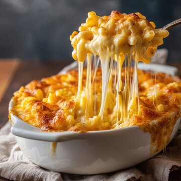 Creamy Baked Cheese Pasta with Melted Cheese Pull