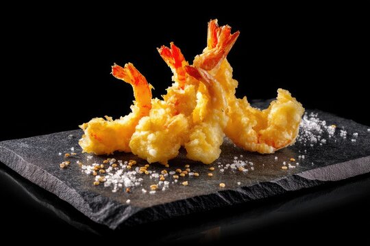 Crispy golden fried shrimp lightly salted gourmet snack