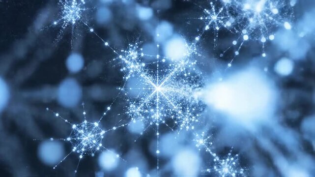 Abstract blue digital network of glowing particles and connections