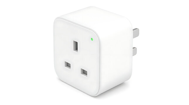 White UK style electrical plug adapter isolated.