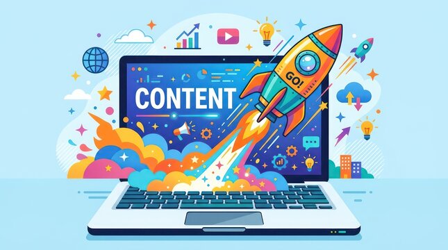 Content Marketing Strategy and Digital Startup Growth Illustration