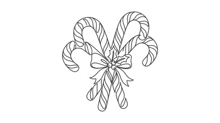 Fototapeta premium Black and White Line Art of Christmas Candy Canes