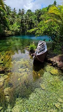 Paisu pok lake with crystal blue water in Sulawesi, Banggai