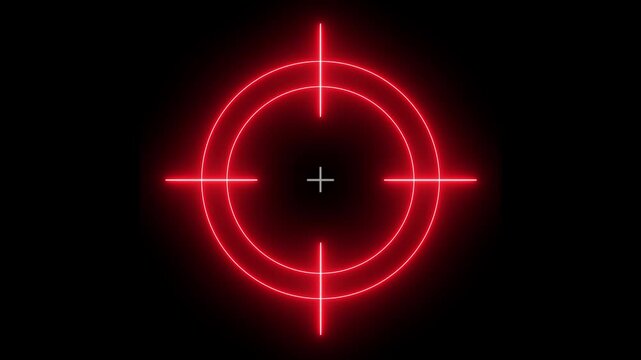 Glowing arrow hitting center of neon target symbolizing precision and success in futuristic digital environment with dynamic light effects aiming goal 4k video.