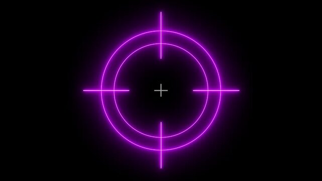Glowing arrow hitting center of neon target symbolizing precision and success in futuristic digital environment with dynamic light effects aiming goal 4k video.