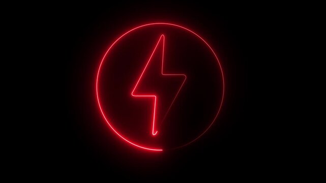 Abstract neon power icon animation in black background. neon blue color ,animation in power icon. neon fast charging Electric Charging Station Battery video.