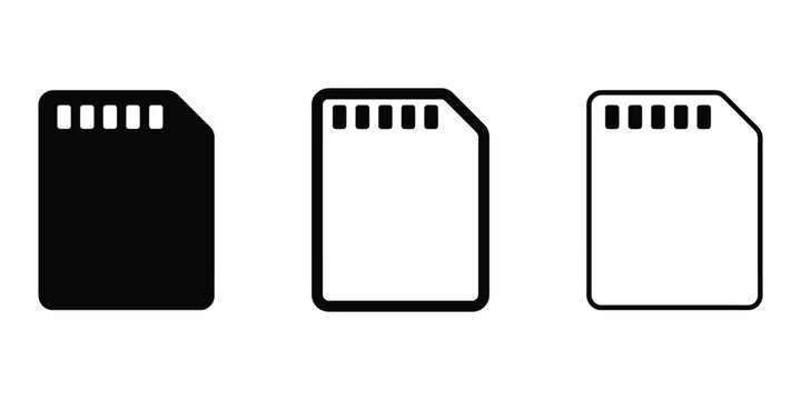 SD card icon silhouette vector outline and line art