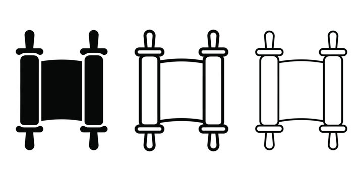 Scroll Torah icon silhouette vector outline and line art