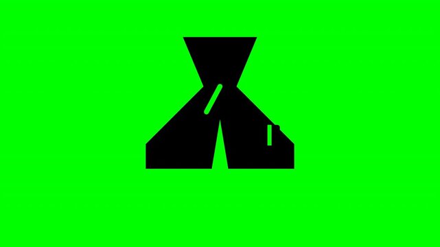 Package sorting chute icon silhouette on green screen background