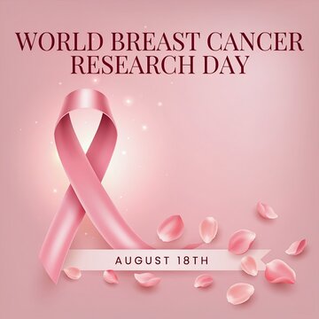 World Breast Cancer Research Day August 18th Minimalist Pink Ribbon
