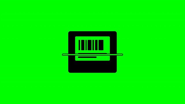 Shipping label sticker icon with barcode on green screen background