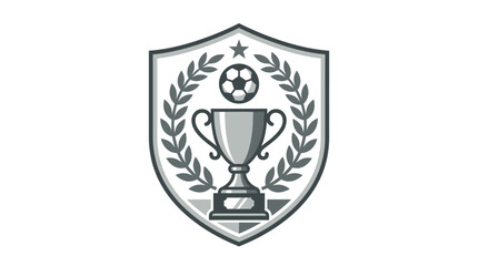 Obraz premium Heraldic shield badge with trophy and soccer ball.