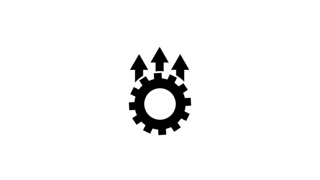 Gear rotating with arrows up and down animation. Settings gear icon representing update, refresh,and process management.