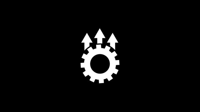 Gear rotating with arrows up and down animation. Settings gear icon representing update, refresh,and process management.