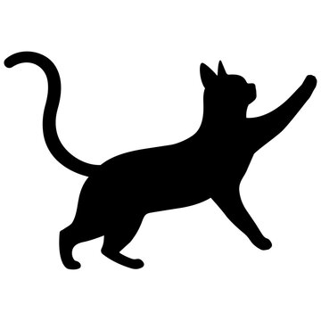 猫のシルエット、じゃれるネコのベクターイラスト